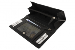 RFID Protection -  Große Damenbörse 10 Kartenfächer - Rind Leder schwarz uni