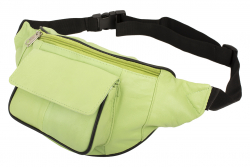 Bauchtasche mit Fronttasche Klettverschluss - Nappa Leder hellgrün