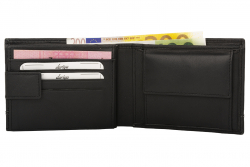 Geldbörse mit Innenriegel Nappa-Leder Scheintasche schwarz/grau
