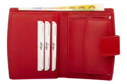 Geldbörse mit Außenriegel Nappa-Leder Kombibörse rot