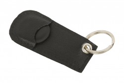 Schlüsselanhänger Leder mit Einkaufschip - schwarz