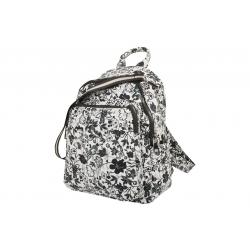 Edler Unisex Freizeit Rucksack mit Metall Reißverschlüssen mit Flowerprint schwarz - abwaschbar