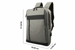 Sportlicher Rucksack mit Laptopfach und Powerbank Anschlussöffnung - grau / 300D Oxford fabric