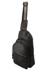 Bodybag Rucksack Schultertasche Crossover Cityrucksack - Rind Leder schwarz