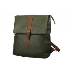 dariya® 2in1 Rucksack-Tasche mit Überschlag - dunkelgrün/braun - PU