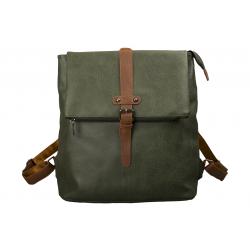 dariya® 2in1 Rucksack-Tasche mit Überschlag - dunkelgrün/braun - PU