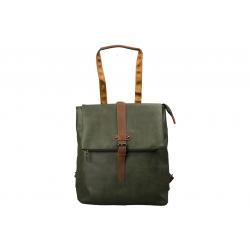 dariya® 2in1 Rucksack-Tasche mit Überschlag - dunkelgrün/braun - PU