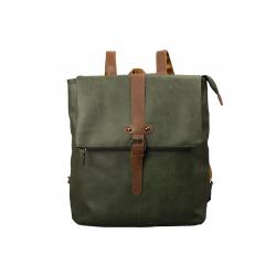 dariya® 2in1 Rucksack-Tasche mit Überschlag - dunkelgrün/braun - PU