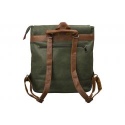 dariya® 2in1 Rucksack-Tasche mit Überschlag - dunkelgrün/braun - PU