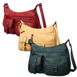 dariya® Umhängetasche mit zwei aufgesetzten Taschen - petrolgrün - PU