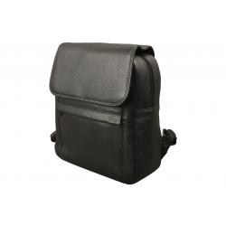 Großer formstabiler Überschlag Rucksack - Rind Nappa Leder schwarz