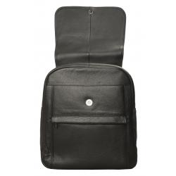 Großer formstabiler Überschlag Rucksack - Rind Nappa Leder schwarz