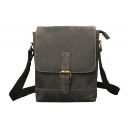 Crossbody Überschlag Tasche - Rind Hunter Leder geölt anthrazit