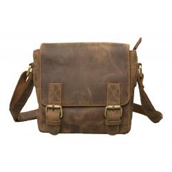 Kleine Crossbody Überschlag Tasche - Rind Hunter Leder geölt