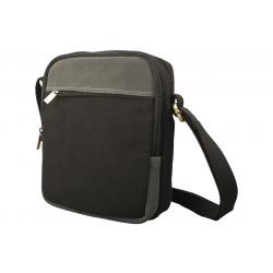 Crossbody Tasche – Canvas mit Büffel Hunter Leder - schwarz/anthrazit