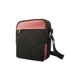 Crossbody Tasche – Canvas mit Büffel Hunter Leder - schwarz/rot