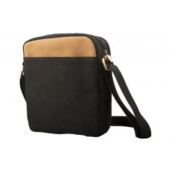 Crossbody Tasche – Canvas mit Büffel Hunter Leder - schwarz/lighttan