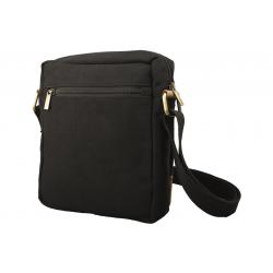 Crossbody Überschlag Tasche – Canvas mit Büffel Hunter Leder - schwarz/lighttan