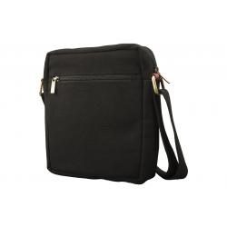 Crossbody Überschlag Tasche – Canvas mit Büffel Hunter Leder - schwarz/rot