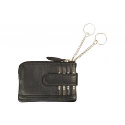 RFID Protected Schlüsseltasche mit 4 Kartenfächern - Rind Nappa Leder schwarz