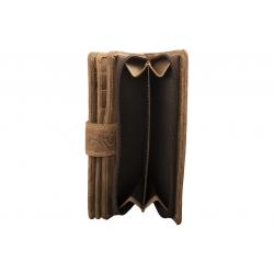 RFID Protection - Große Hunterleder Damenbörse mit Prägemotiv - braun