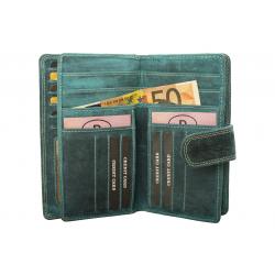 RFID Protection - Große Hunterleder Damenbörse mit Prägemotiv - petrol