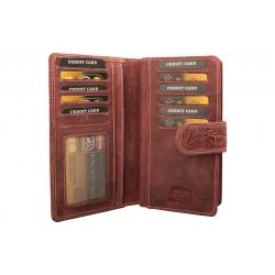 RFID Protection - Große Hunterleder Damenbörse mit Prägemotiv - dunkelrot