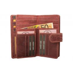 RFID Protection - Große Hunterleder Damenbörse mit Prägemotiv - dunkelrot