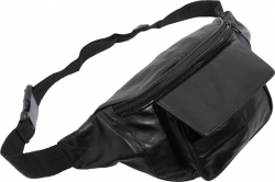 Bauchtasche mit Fronttasche Klettverschluss - Nappa Leder schwarz
