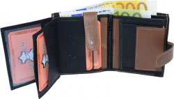 Geldbörse Nappa-Leder mit Außenriegel schwarz/tan