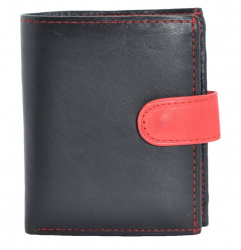 Geldbörse Nappa-Leder mit Außenriegel schwarz/rot