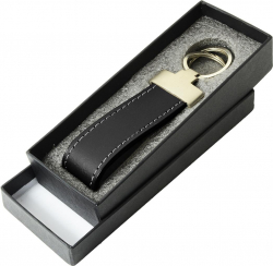Schlüsselanhänger Echt-Leder mit Geschenkbox schwarz
